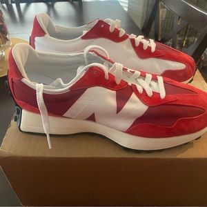 New red and white New Balance 327. Very comfortable New condition.